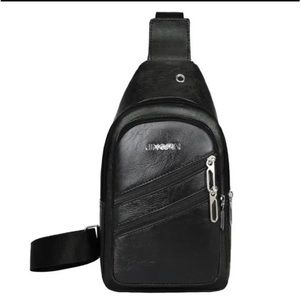 New! Black “JINGPIN” Men's Retro Style Casual Chest Bag.